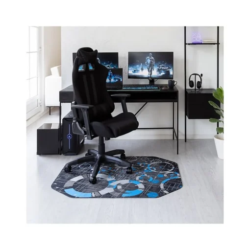 Anji Mountain Chair Mats<Rug'd Refracted Carpet & Hard Floor Chair Mat, 36" x 48", Gray/Blue (AMB9112)