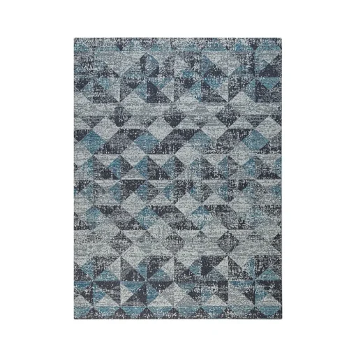 Anji Mountain Chair Mats<Rug'd Tromso Carpet & Hard Floor Chair Mat, 36" x 48", Blue/Black/Gray (AMB9035)