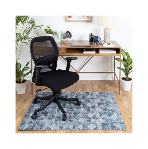 Anji Mountain Chair Mats<Rug'd Tromso Carpet & Hard Floor Chair Mat, 36" x 48", Blue/Black/Gray (AMB9035)