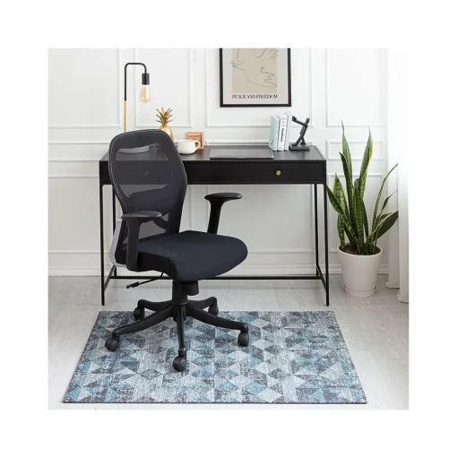 Anji Mountain Chair Mats<Rug'd Tromso Carpet & Hard Floor Chair Mat, 36" x 48", Blue/Black/Gray (AMB9035)