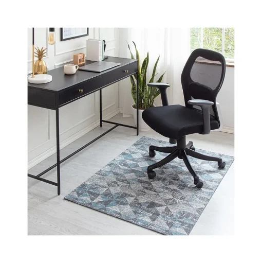 Anji Mountain Chair Mats<Rug'd Tromso Carpet & Hard Floor Chair Mat, 36" x 48", Blue/Black/Gray (AMB9035)