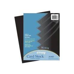 Array Card Stock<65 lb. Cardstock Paper, 8.5" x 11", Black, 100 Sheets/Pack (101187)