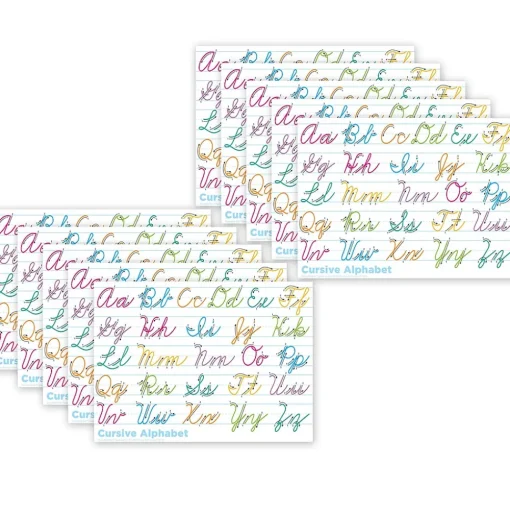 Ashley Dry Erase<Productions® Smart Poly® PosterMat Pals® Space Savers Traditional Cursive, 13" x 9.5", Pack of 10 (ASH97008)