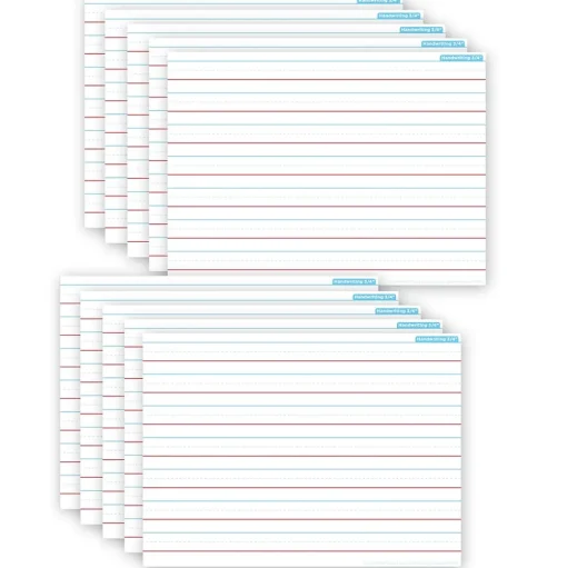 Ashley Dry Erase<Productions® Smart Poly® PosterMat Pals® Space Savers Handwriting, 3/4" Ruling, 13" x 9.5", Pack of 10 (ASH97002)
