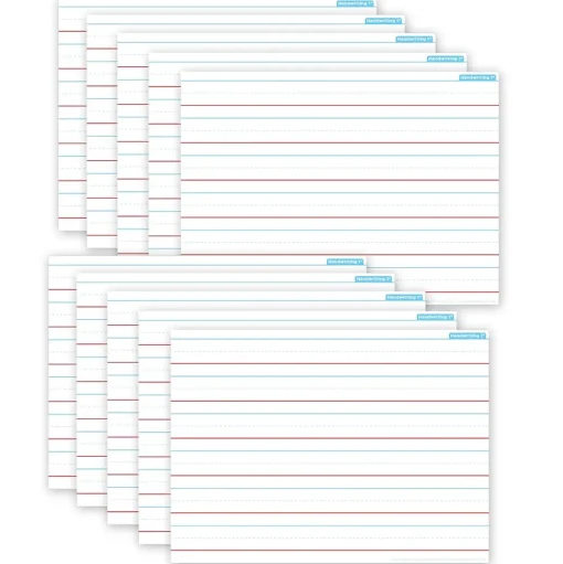 Ashley Dry Erase<Productions® Smart Poly® PosterMat Pals® Space Savers Handwriting, 1" Ruling, 13" x 9.5", Pack of 10 (ASH97001)