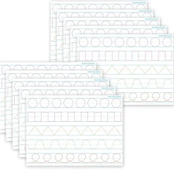 Ashley Dry Erase<Productions® Smart Poly® PosterMat Pals® Prewriting Tracing, 13" x 9.5", Pack of 10 (ASH97017)
