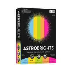 Astrobrights Card Stock<65 lb. Cardstock Paper, 8.5" x 11", Bright Assortment, 250 Sheets/Pack (99904)