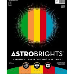 Astrobrights Card Stock<65 lb. Cardstock Paper, 8.5" x 11", Primary Assortment, 100 Sheets/Ream (91646)