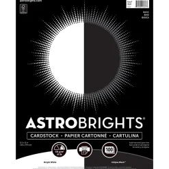 Astrobrights Card Stock<65 lb. Cardstock Paper, 8.5" x 11", Black/White, 100 Sheets/Ream (91647)