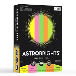 Wausau Paper Large Quantity Paper<Astrobrights Color Paper, 8.5" x 11", 24 lb., Neon Assorted Colors, 500/Ream (20270)