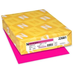 Astrobrights Multipurpose Paper<Colored Paper, 24 lbs., 8.5" x 11", Fireball Fuchsia, 500 Sheets/Ream (22681/21688)