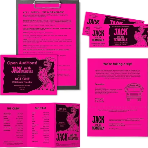 Astrobrights Multipurpose Paper<Colored Paper, 24 lbs., 8.5" x 11", Fireball Fuchsia, 500 Sheets/Ream (22681/21688)