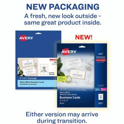 Avery Business Cards<Business Cards, 2" x 3 1/2", White/Gold, 10 Cards/Sheet, 10 Sheets/Pack, 100 Cards/Pack (3327)