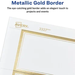 Avery Business Cards<Business Cards, 2" x 3 1/2", White/Gold, 10 Cards/Sheet, 10 Sheets/Pack, 100 Cards/Pack (3327)