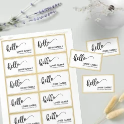 Avery Business Cards<Business Cards, 2" x 3 1/2", White/Gold, 10 Cards/Sheet, 10 Sheets/Pack, 100 Cards/Pack (3327)