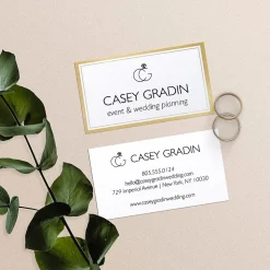 Avery Business Cards<Business Cards, 2" x 3 1/2", White/Gold, 10 Cards/Sheet, 10 Sheets/Pack, 100 Cards/Pack (3327)