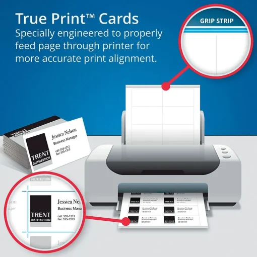Avery Business Cards<Clean Edge Business Cards, 2" x 3 1/2", Matte White, 400 Per Pack (8877)