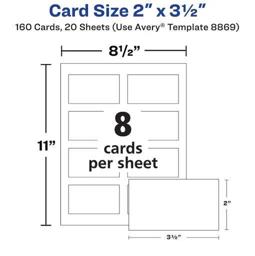 Avery Business Cards<Clean Edge Business Cards, 3.5" x 2", Matte White, 160/Pack (8869)