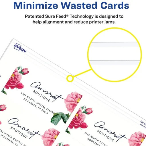 Avery Business Cards<Clean Edge Business Cards, 2" x 3 1/2", Matte White, 1000 Per Pack (8870)