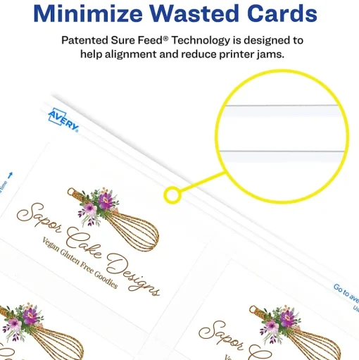 Avery Business Cards<Clean Edge Business Cards, 2" x 3 1/2", Matte White, 1000 Per Pack (5874)