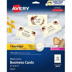 Avery Business Cards<Clean Edge Business Cards, 3.5" x 2", Matte Ivory, 200/Pack (5876)