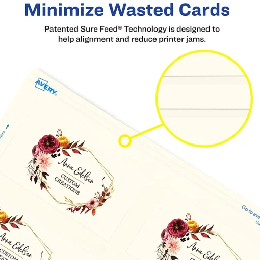 Avery Business Cards<Clean Edge Business Cards, 3.5" x 2", Matte Ivory, 200/Pack (5876)