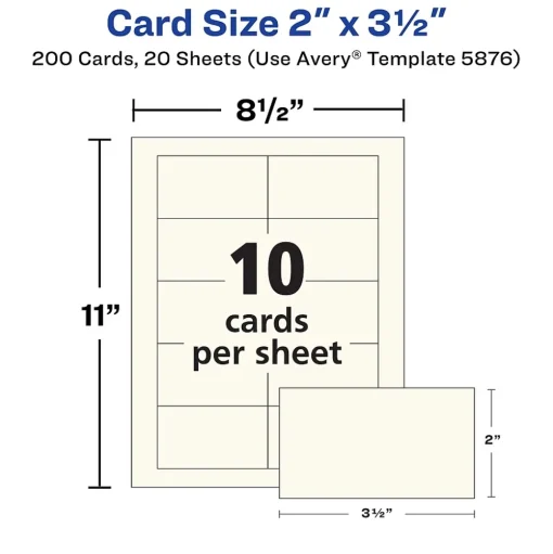 Avery Business Cards<Clean Edge Business Cards, 3.5" x 2", Matte Ivory, 200/Pack (5876)
