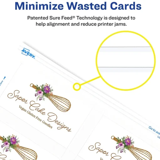 Avery Business Cards<Clean Edge Business Cards, 2" x 3 1/2", Matte White, 2000 Per Pack (5870)