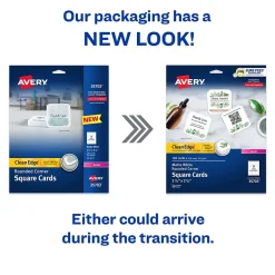 Avery Business Cards<Clean Edge Laser Square Cards with Rounded Corners, 2 1/2" x 2 1/2", White, 20 Sheets/Pack, 180 Cards/Pack (35703)