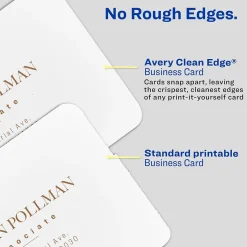 Avery Business Cards<Clean Edge Laser Square Cards with Rounded Corners, 2 1/2" x 2 1/2", White, 20 Sheets/Pack, 180 Cards/Pack (35703)
