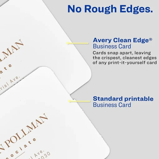 Avery Business Cards<Clean Edge Laser Square Cards with Rounded Corners, 2 1/2" x 2 1/2", White, 20 Sheets/Pack, 180 Cards/Pack (35703)