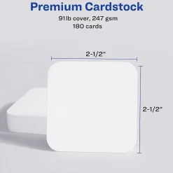 Avery Business Cards<Clean Edge Laser Square Cards with Rounded Corners, 2 1/2" x 2 1/2", White, 20 Sheets/Pack, 180 Cards/Pack (35703)