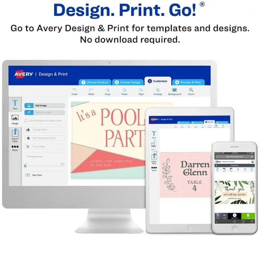 Avery Business Cards<Clean Edge Laser Square Cards with Rounded Corners, 2 1/2" x 2 1/2", White, 20 Sheets/Pack, 180 Cards/Pack (35703)