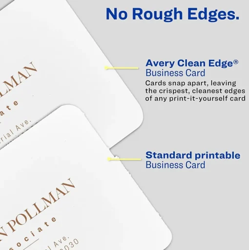 Avery Business Cards<Clean EdgeBusiness Cards, 2.5" x 2.5", White, 9 Cards/Sheet, 180 Cards/Pack (35702)