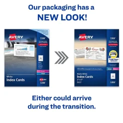 Avery Index Cards<Index Cards, 3" x 5", Matte White, Laser/Inkjet, 150/Pack (05388)