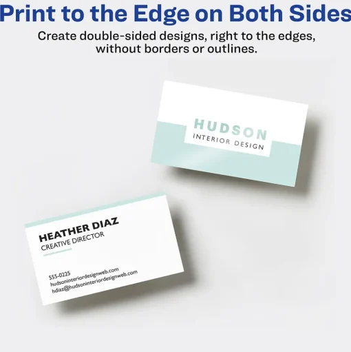Avery Business Cards<Sure Feed Business Cards, 2" x 3.5", Glossy White, 8 Cards/Sheet, 20 Sheets/Pack, 160 Cards/Pack (8801)