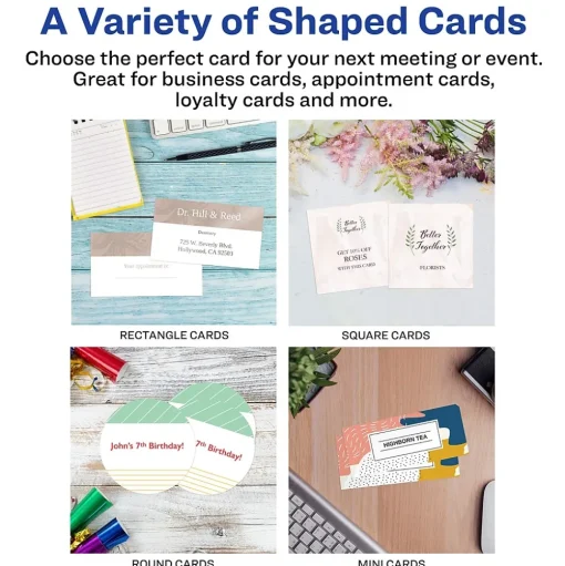 Avery Business Cards<Sure Feed Business Cards, 2" x 3.5", Glossy White, 8 Cards/Sheet, 20 Sheets/Pack, 160 Cards/Pack (8801)