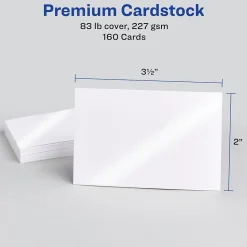 Avery Business Cards<Sure Feed Business Cards, 2" x 3.5", Glossy White, 8 Cards/Sheet, 20 Sheets/Pack, 160 Cards/Pack (8801)