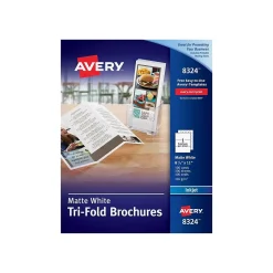 Avery Photo Paper<Tri-Fold Matte Brochure Paper, 8.5" x 11", 100 Sheets/Pack (08324)