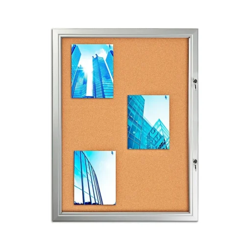 Azar Bulletin<Cork Enclosed Bulletin Board, Aluminum Frame, 42.32" x 32.09" (300231)