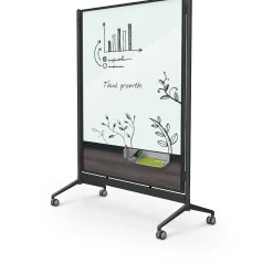 Balt Dry Erase<D.O.C. Glass Room Divider, Black Aluminum Frame, 58" x 46.3" (8221D-7998)