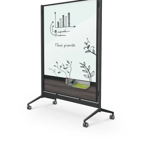 Balt Dry Erase<D.O.C. Glass Room Divider, Black Aluminum Frame, 58" x 46.3" (8221D-7998)
