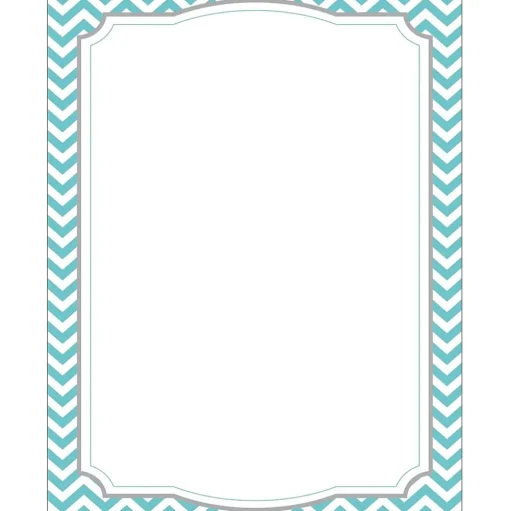 Barker Creek Classroom Paper<8 1/2" x 11" Decorative Computer Paper, Turquoise Chevron, 50/Pack (LL740)
