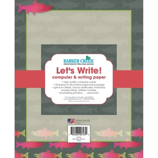Barker Creek Classroom Paper<8 1/2" x 11" Printer Paper, Salmon 50 per package (BC723)