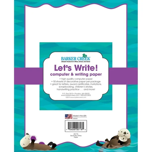 Barker Creek Classroom Paper<8 1/2" x 11" Printer Paper, Otters 50 per package (BC718)