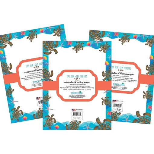 Barker Creek Classroom Paper<8.5" x 11" Kai Ola Sea Turtles Computer Paper Pack, 150 Sheets/Set (4315)