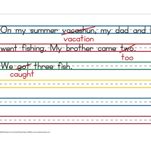 Barker Creek Classroom Paper<8.5" x 11" Raised Line Handwriting Paper, 50 Sheets/Pack (5503)