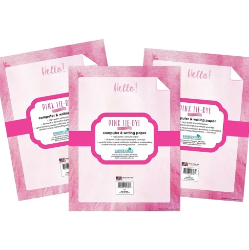 Barker Creek Classroom Paper<8.5" x 11" Tie-Dye Pink Computer Paper Pack, 150 Sheets/Set (4344)
