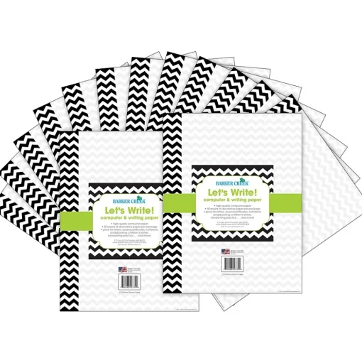 Barker Creek Classroom Paper<Black Chevron Computer Paper, 100 Sheets/Set (BC3622)
