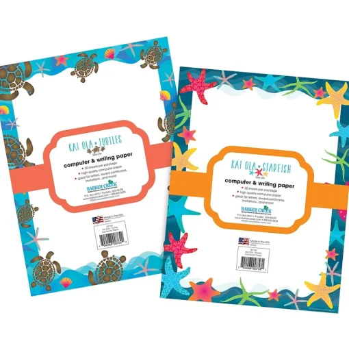 Barker Creek Classroom Paper<Kai Ola 8.5" x 11" Computer Paper Pack (two designs), 100 Sheets/Set (BC4013)